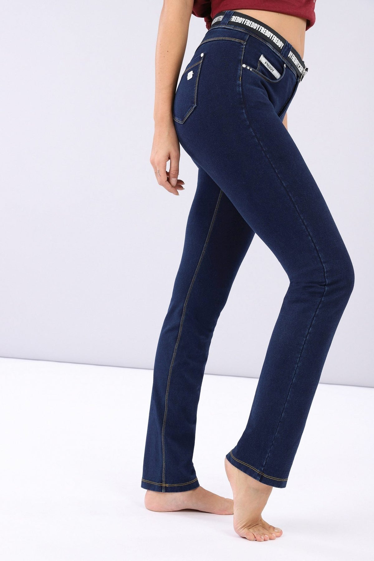 FREDDY N.O.W.® Pants | Dark Jeans - Yellow Seams | NOW3MC002J0Y-