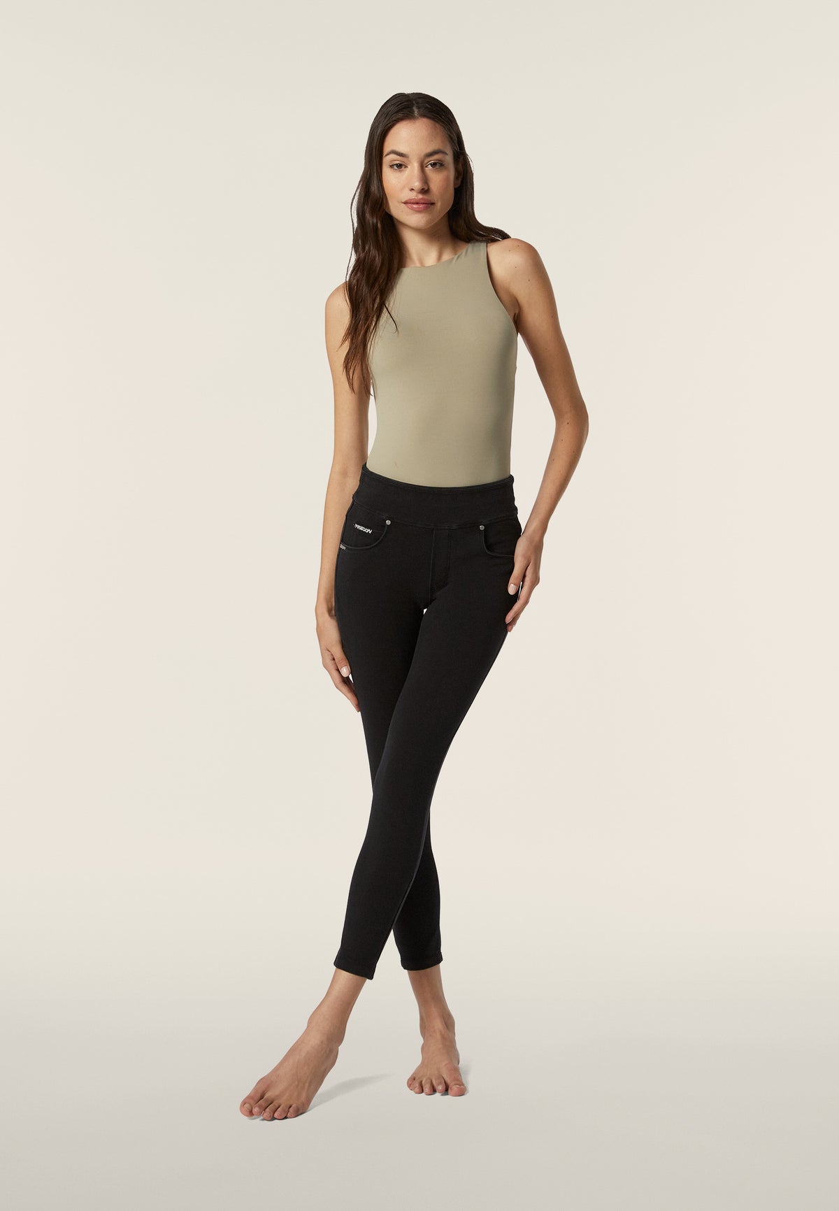 FREDDY N.O.W.® Pants 7/8 | Black Jeans-seams on tone | NOWY4MC002ORGJ7N-