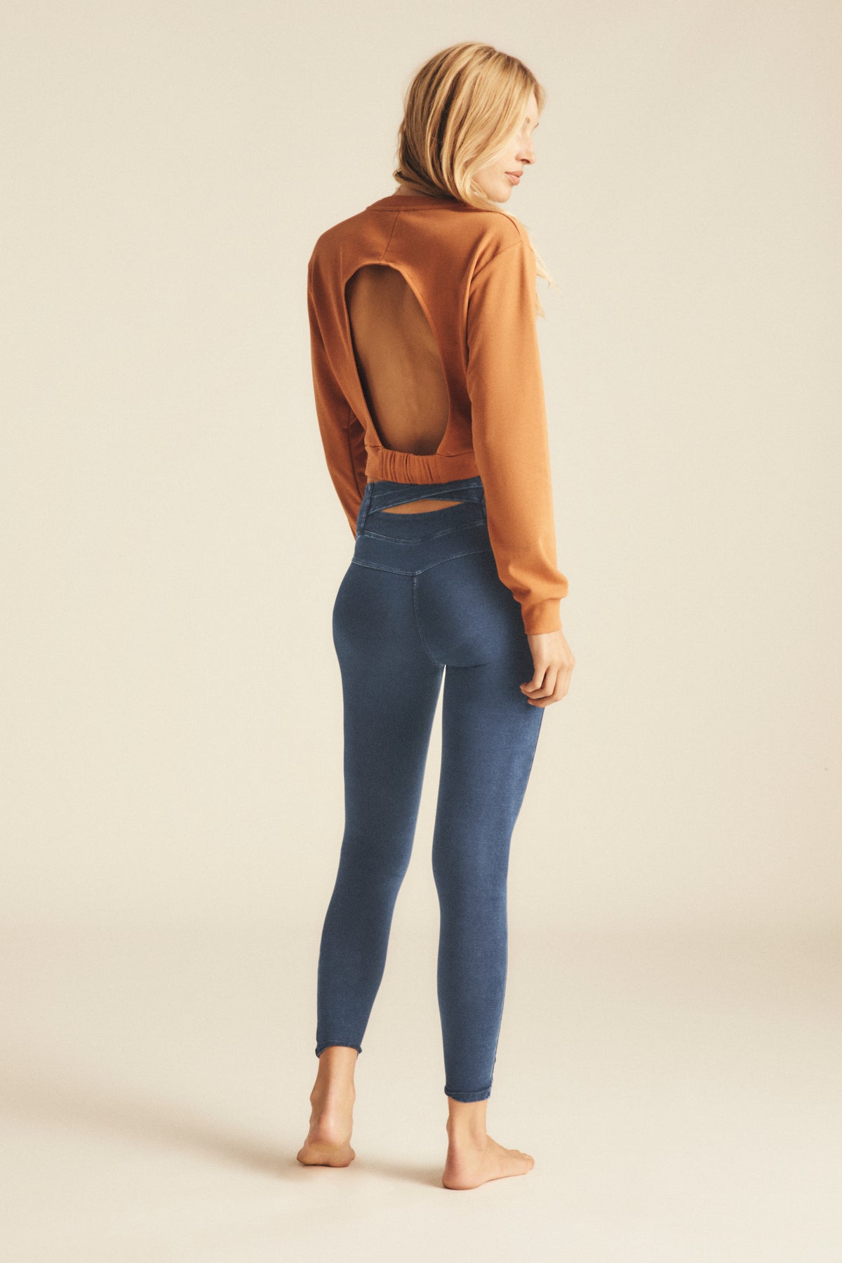 FREDDY N.O.W.® Pants 7/8 | Denim Blu Medio-Blue Seams | NOWYL4HS2509ORGJ108B-