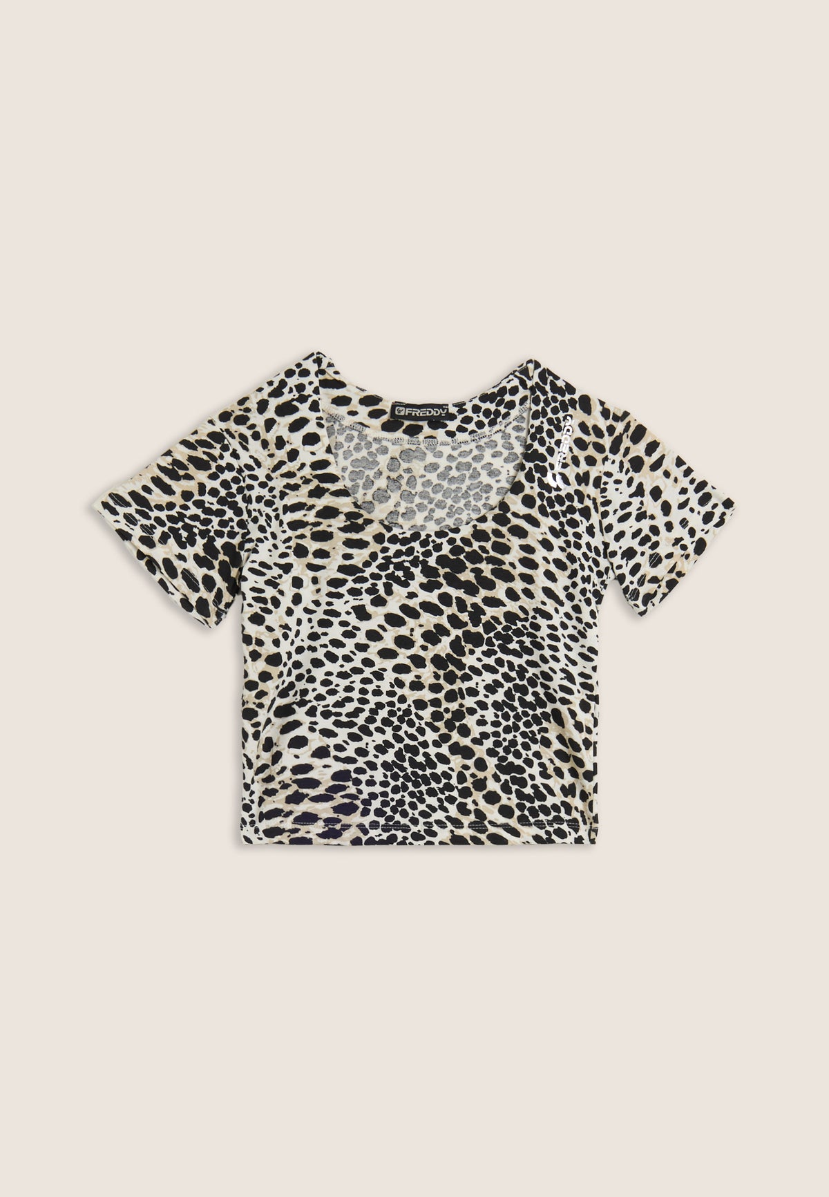 FREDDY Short Sleeve T-Shirt | Leopard Animalier On White | S25WMCT2CANI119-