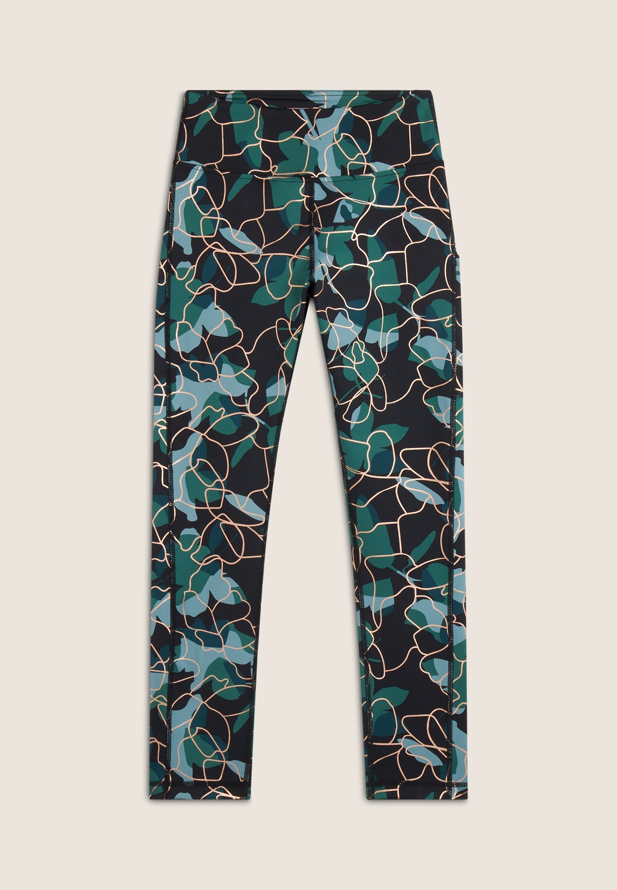 FREDDY Sport Leggings 7/8 | Allover Flower Green + Bronze | SF5SHF404FLO77-