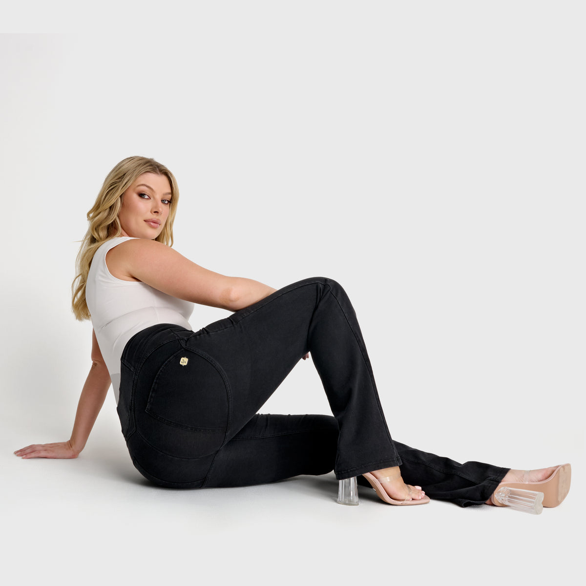 FREDDY Trousers | Black jeans-seams on tone | WRUP11HF250J7N-