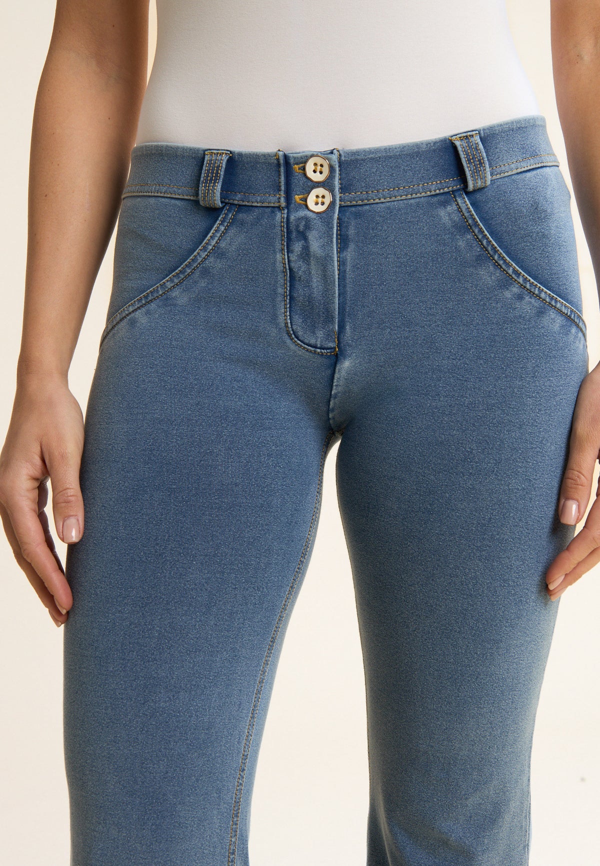 FREDDY WR.UP® Push-Up-Pants  | Denim Blu Medio-Yellow Seams | WRUP11LS446J108Y-