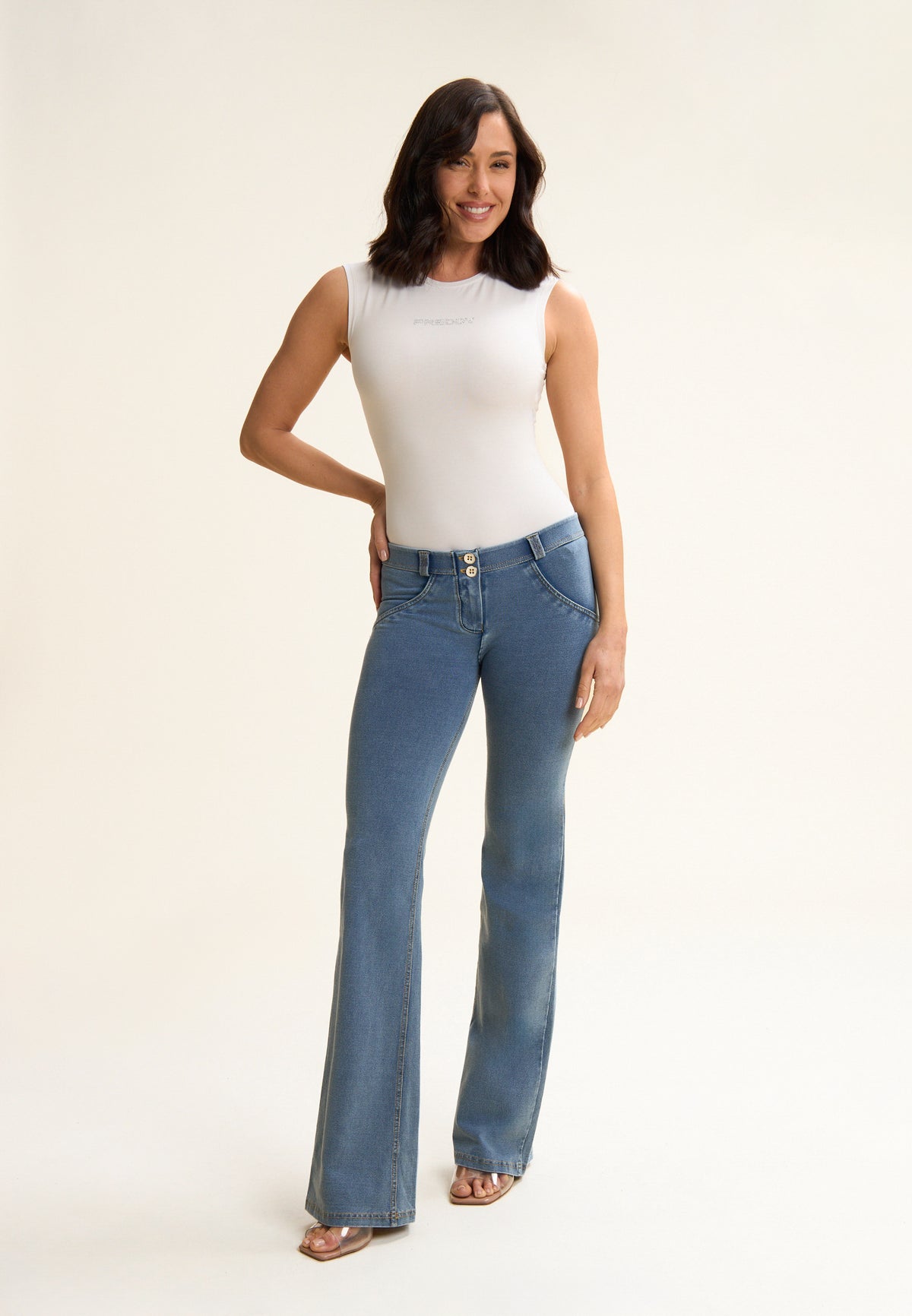 FREDDY WR.UP® Push-Up-Pants  | Denim Blu Medio-Yellow Seams | WRUP11LS446J108Y-
