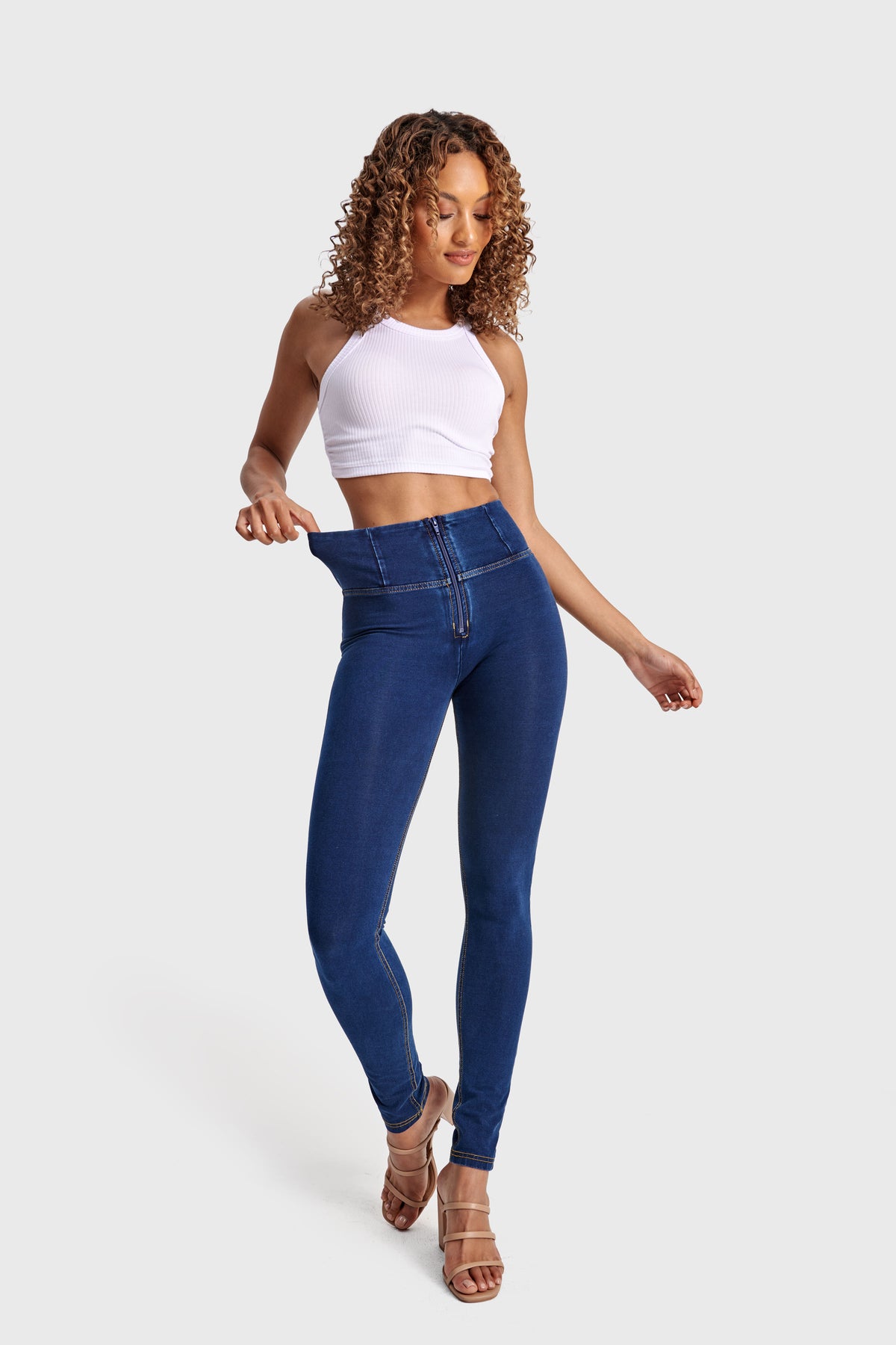 FREDDY WR.UP® Shaping Pants | denim dunkel mit gelber Naht | WRUP1HC002J0Y