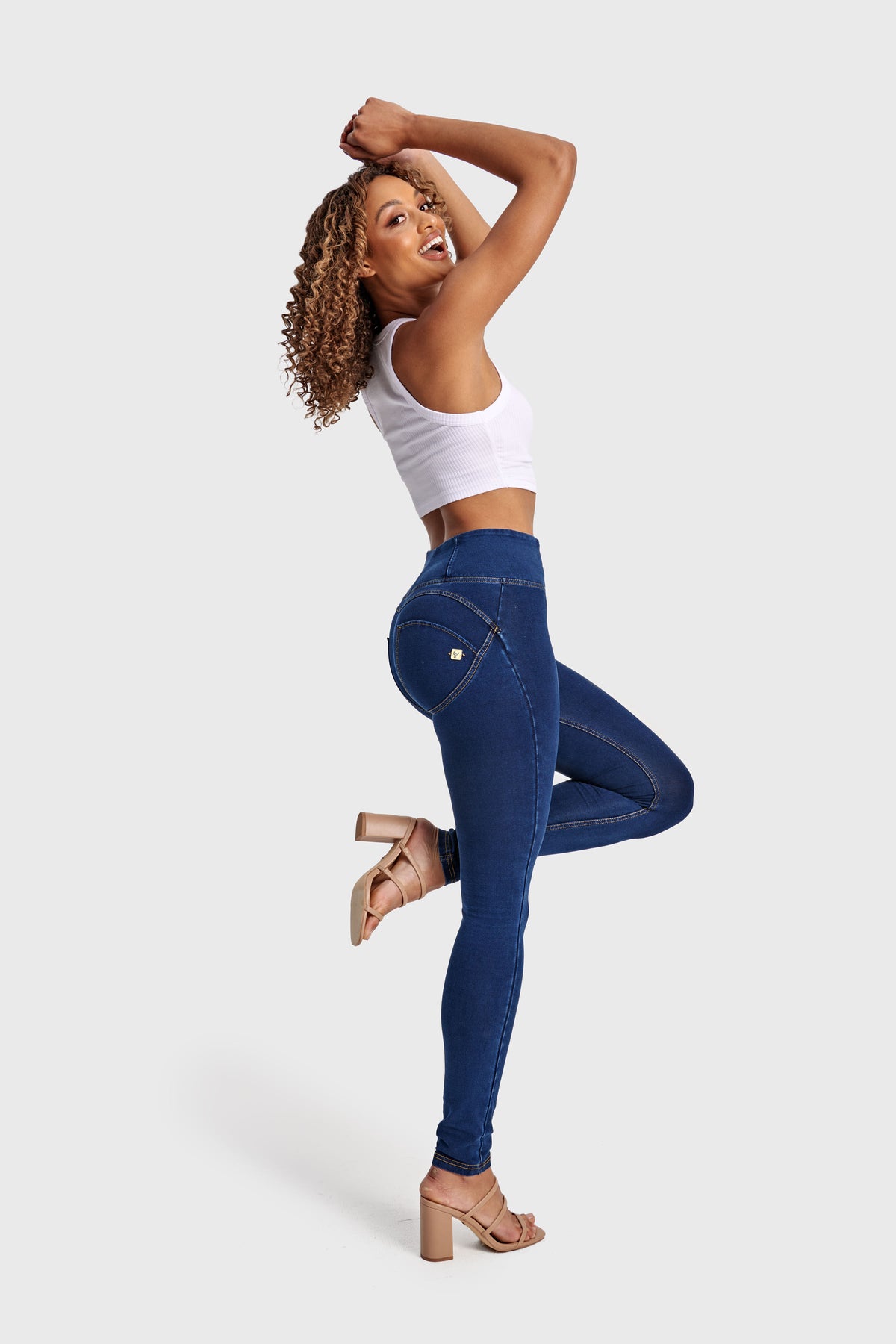 FREDDY WR.UP® Shaping Pants | denim dunkel mit gelber Naht | WRUP1HC002J0Y
