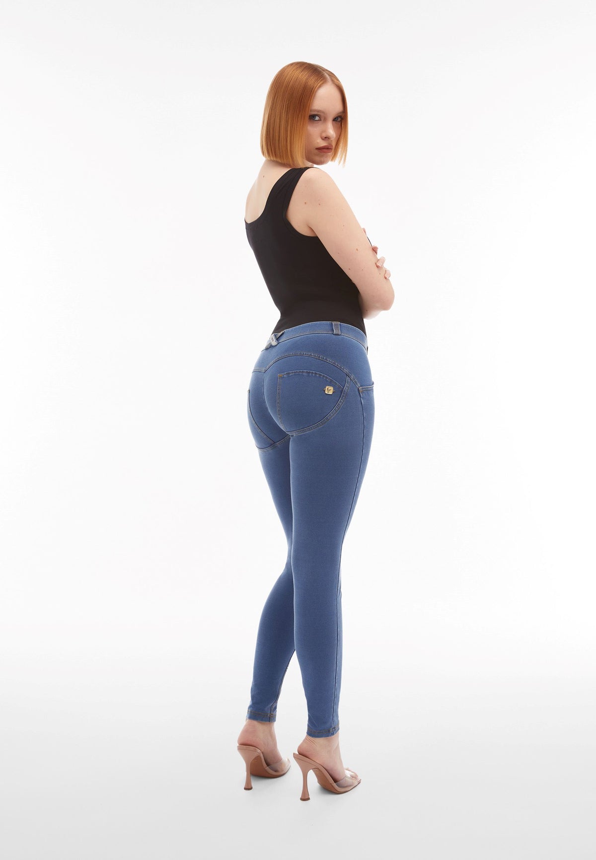 FREDDY WR.UP® Shaping Pants | Light Blue Jeans - Yellow Seams