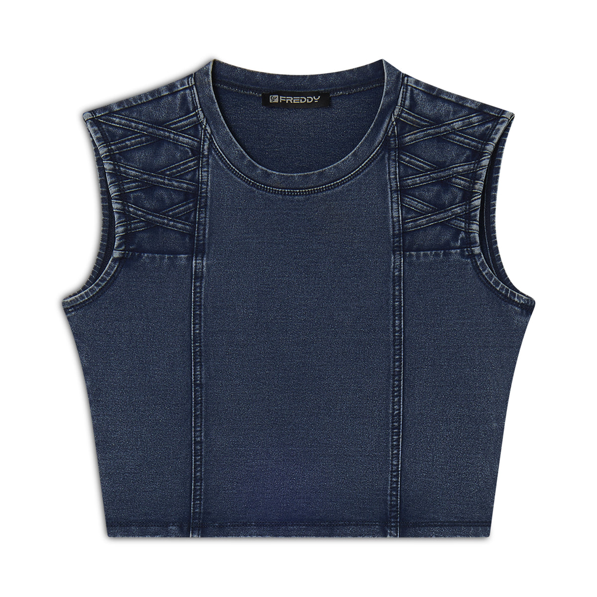 FREDDY Short Sleeve T-Shirt | Skyline DenimBlue-Seam Blue | S25WTWT16J145B-