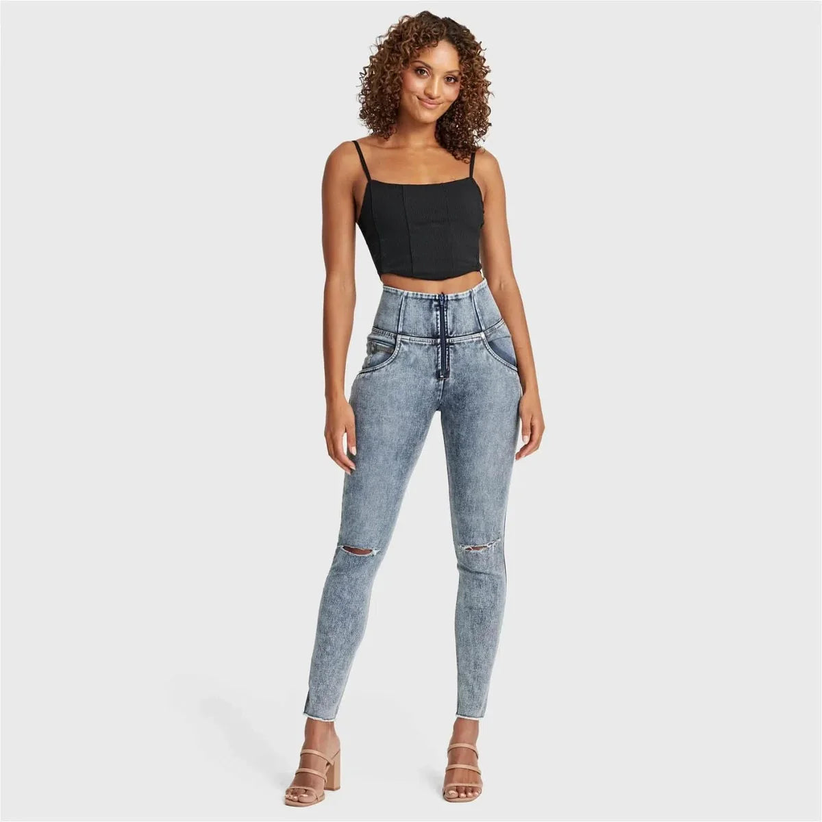 FREDDY WR.UP® SNUG Shaping Pants | Washed Jeans - Yellow Seams